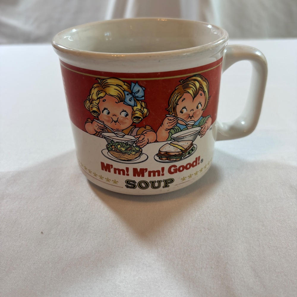 Campbell's Soup Mug Vintage Ceramic Campbell's Kids 14oz Red White Retro Cup